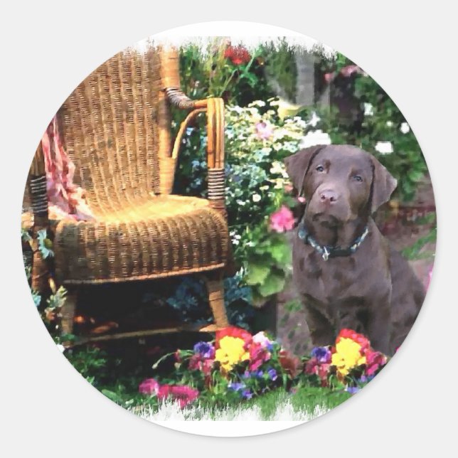 Labrador Retriever Kunstgeschenke Runder Aufkleber (Vorderseite)