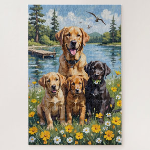 Labrador Retriever Lakeside Wiesen Kunst Puzzle