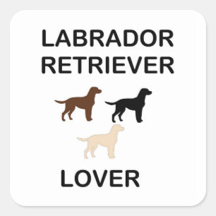 Labrador Retriever liebt alle Silhouetten Quadratischer Aufkleber