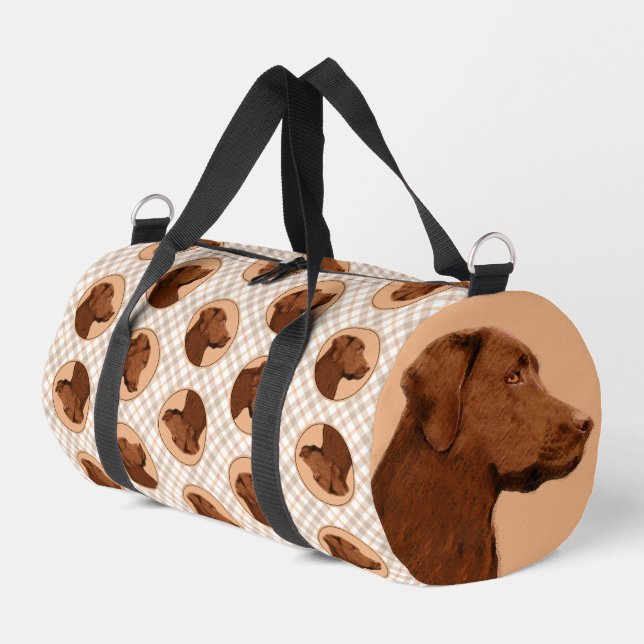 Labrador Retriever Malerei Schokolade Labrador Hun Duffle Bag (Linke Seite)