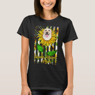 Labrador Retriever Mama Sunflower American Flag Hu T-Shirt