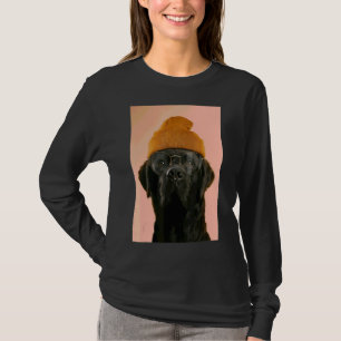 Labrador Retriever mit Brillen Piercings Orange Ca T-Shirt