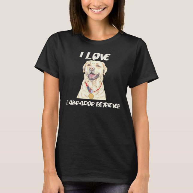 Labrador Retriever mit Goldener Medaille I Liebe L T-Shirt (Vorderseite)