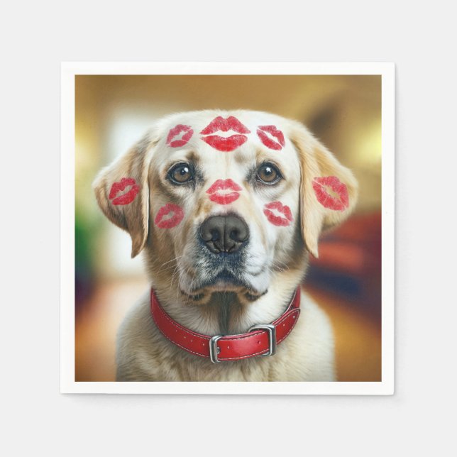 Labrador Retriever mit Lipstick Kisses Serviette (Vorderseite)