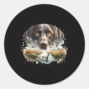 Labrador Retriever mit Mallard Encks Jagdente Runder Aufkleber