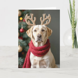 Labrador Retriever mit Rentier Antler Feiertagskarte