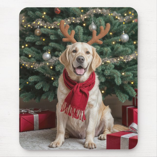 Labrador Retriever mit Rentier Antler Mousepad (Vorne)