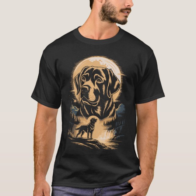 Labrador Retriever Mondlicht Wasserfall T-Shirt (Vorderseite)