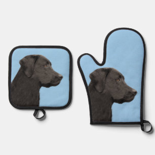 Labrador Retriever Painting Black Lab Pet Dog Art Ofenhandschuh & Topflappen-Set