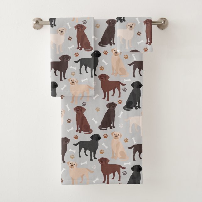 Labrador Retriever Paws and Bones Bath Handtuch Se Badhandtuch Set (Insitu)