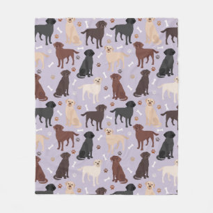 Labrador Retriever Paws and Bones Fleece Blankon