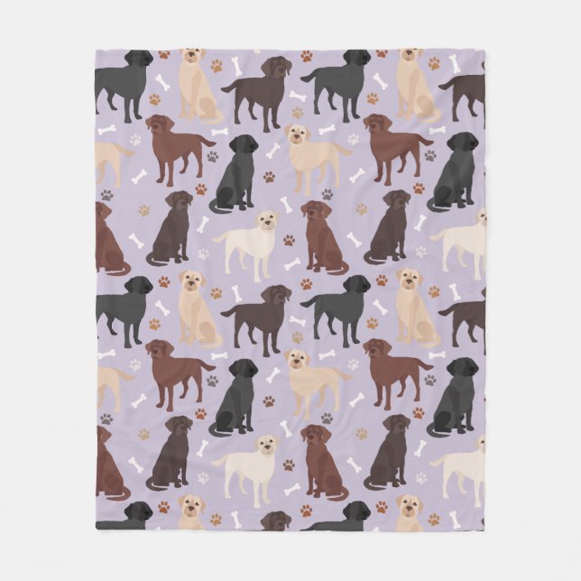 Labrador Retriever Paws and Bones Fleece Blankon (Vorderseite)