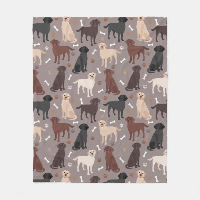 Labrador Retriever Paws and Bones Fleece Blankon (Vorderseite)