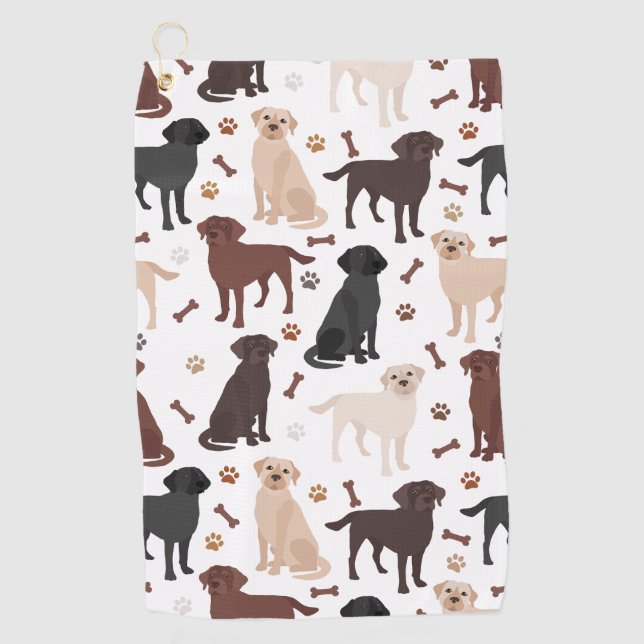 Labrador Retriever Paws and Bones Golf Towel Golfhandtuch (Vorderseite)