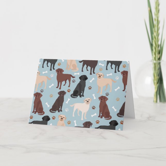 Labrador Retriever Paws and Bones Karte (Vorderseite)