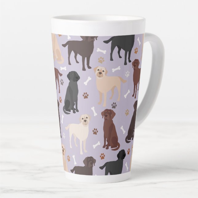 Labrador Retriever Paws and Bones Latte Tasse (Rechte Ecke)
