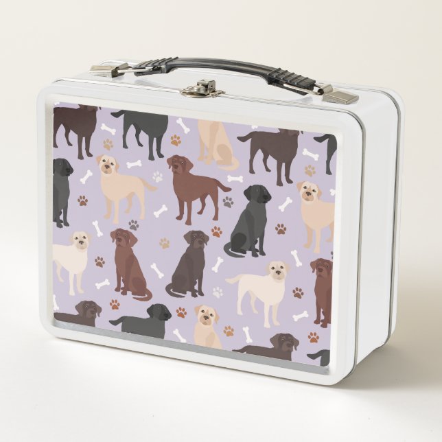 Labrador Retriever Paws and Bones Metal Lunch Box (Vorderseite)