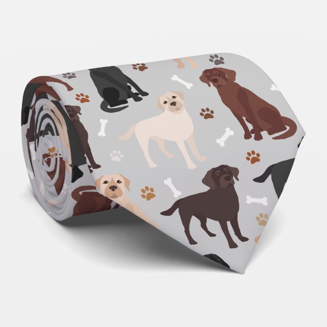 Labrador Retriever Paws and Bones Neck Tie Krawatte (Gerollt)