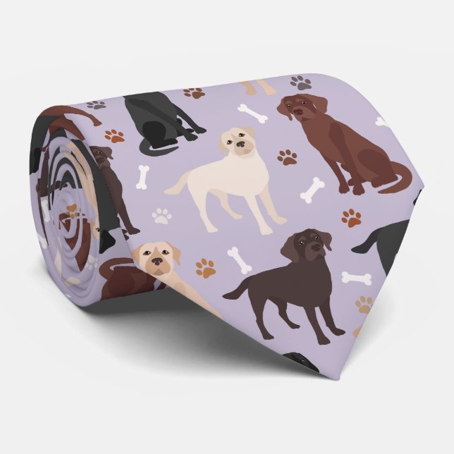Labrador Retriever Paws and Bones Neck Tie Krawatte (Gerollt)