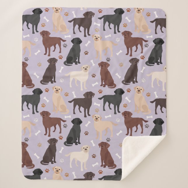 Labrador Retriever Paws and Bones Sherpa Blanket Sherpadecke (Vorderseite)