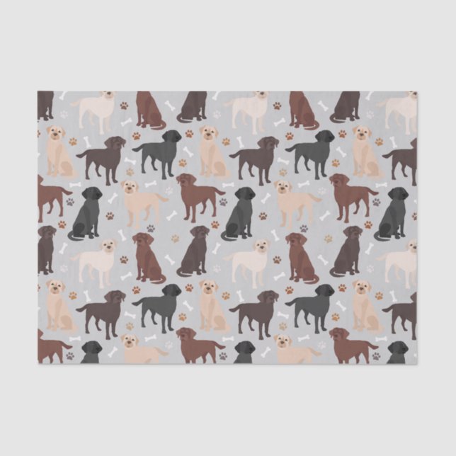 Labrador Retriever Paws and Bones Tissue Paper Seidenpapier (Vorderseite)