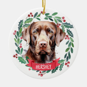 Labrador Retriever Personalisiert Holiday Wreath D Keramik Ornament