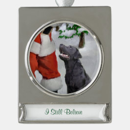 Labrador Retriever Personalisiert Weihnachten Banner-Ornament Silber