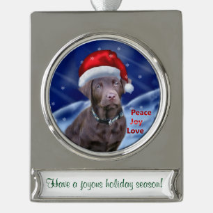 Labrador Retriever Personalisiert Weihnachten Banner-Ornament Silber
