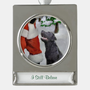 Labrador Retriever Personalisierte Weihnachten Banner-Ornament Silber