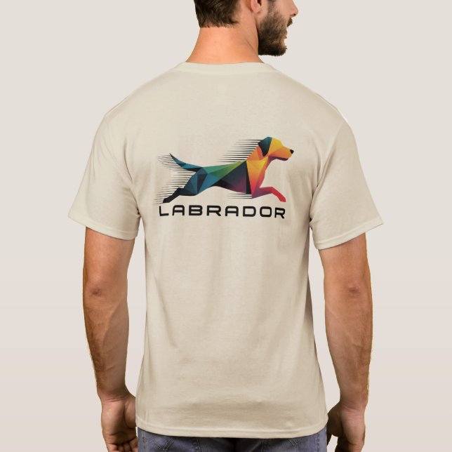Labrador retriever poligonal en amarillo y azul T-Shirt (Rückseite)