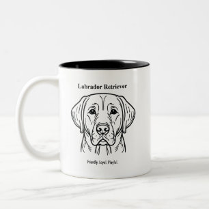 Labrador Retriever Portrait Black Line Zweifarbige Tasse