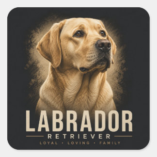 Labrador Retriever-Porträt treuer Familienhund Quadratischer Aufkleber