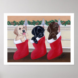 Labrador Retriever Puppies Weihnachtswerk Poster
