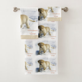 Labrador Retriever Puppy Christmas Badhandtuch Set