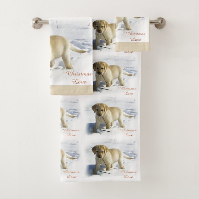 Labrador Retriever Puppy Christmas Badhandtuch Set (Insitu)