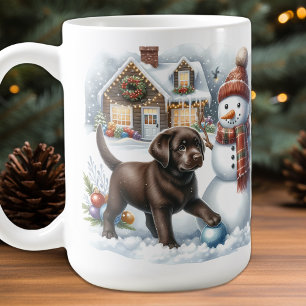 Labrador Retriever Puppy Dog Holiday Snowman Tasse