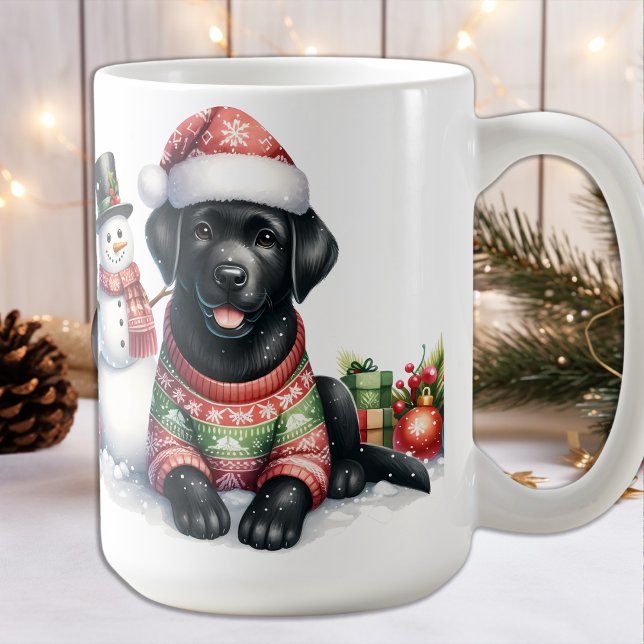 Labrador Retriever Puppy Dog & Snowman Weihnachten Kaffeetasse (Von Creator hochgeladen)