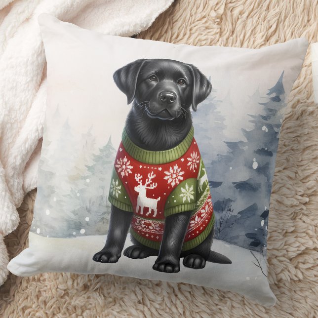 Labrador Retriever Puppy Holiday Sweater Dog Kissen (Von Creator hochgeladen)