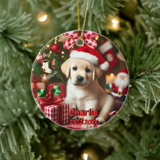 Labrador Retriever Puppy mein erstes Weihnachten Keramik Ornament