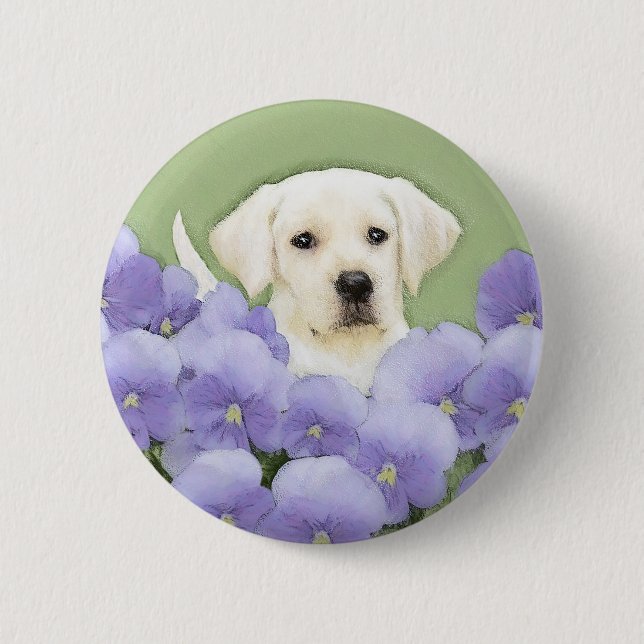 Labrador Retriever Puppy Painting Original Dog Art Button (Vorderseite)