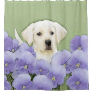 Labrador Retriever Puppy Painting Original Dog Art Duschvorhang