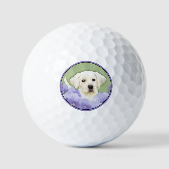 Labrador Retriever Puppy Painting Original Dog Art Golfball (Vorderseite)