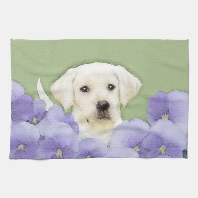 Labrador Retriever Puppy Painting Original Dog Art Handtuch (Horizontal)