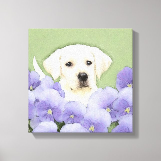 Labrador Retriever Puppy Painting Original Dog Art Leinwanddruck (Vorderseite)