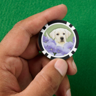 Labrador Retriever Puppy Painting Original Dog Art Pokerchips