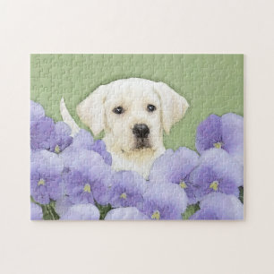 Labrador Retriever Puppy Painting Original Dog Art Puzzle