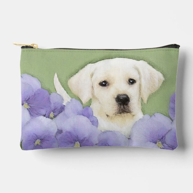 Labrador Retriever Puppy Painting Yellow Dog Art Zubehörtasche (Vorderseite)