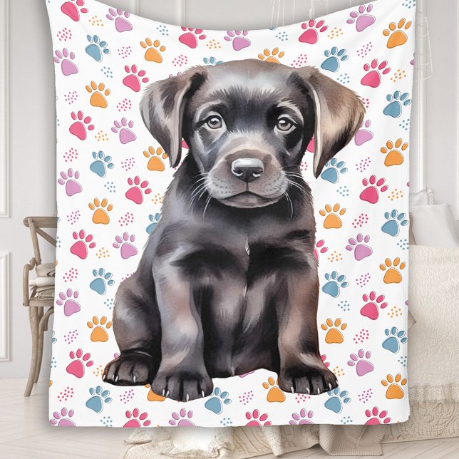 Labrador Retriever Puppy Paw Prints Dog Lover Fleecedecke (Von Creator hochgeladen)