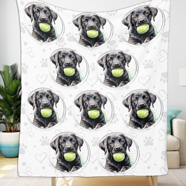 Labrador Retriever Puppy Tennis Ball Pattern Dog Fleecedecke (Von Creator hochgeladen)