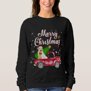 Labrador Retriever Rides Red Truck Christmas Pajam Sweatshirt